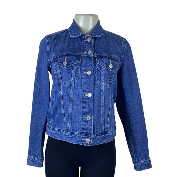 Gap Denim Blue Women's Classic Fitted Trucker Jacket Versatile Casual Style Sz M - Picture 1 of 9